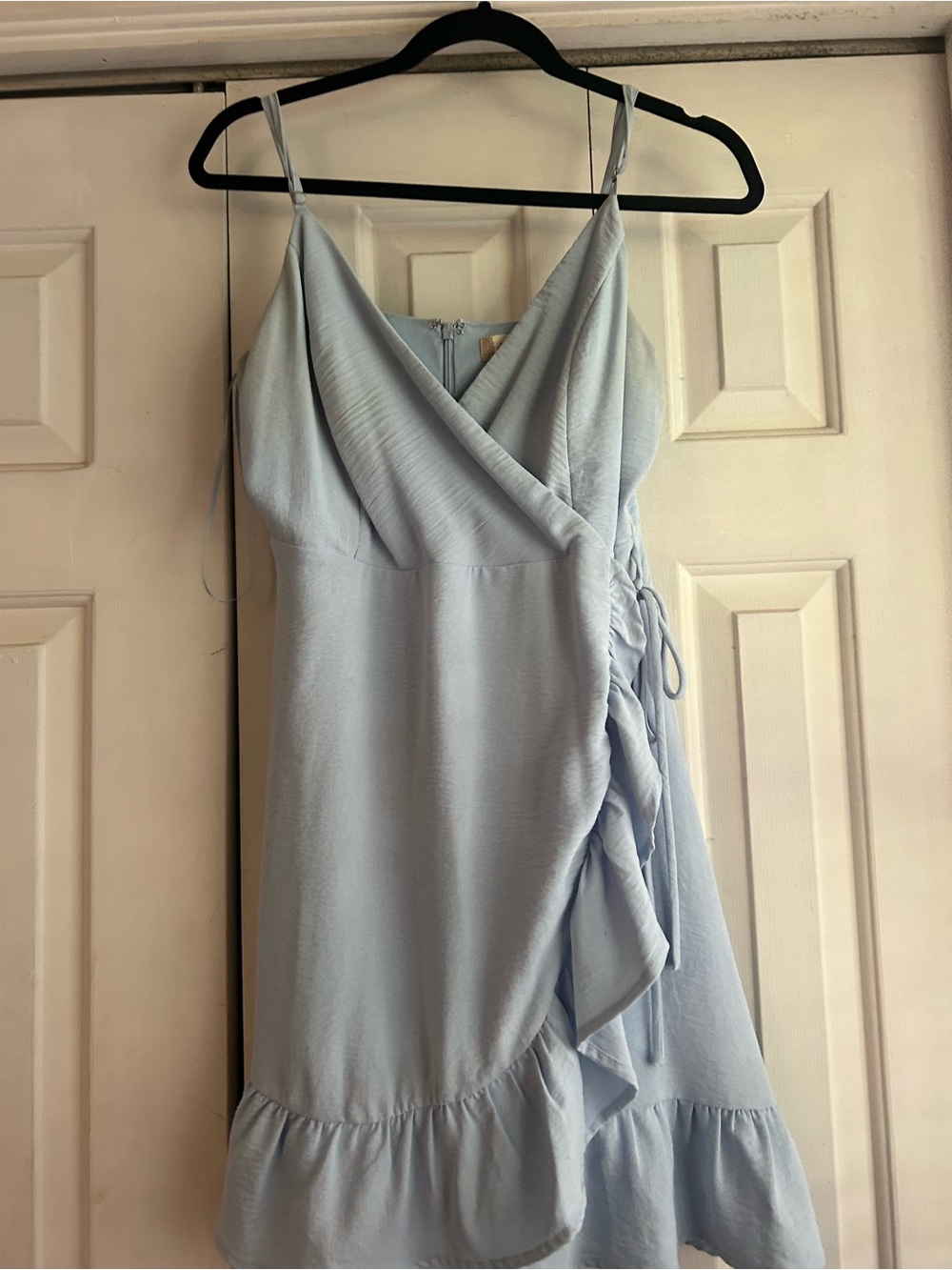 Light Blue Ruffle Wrap Mini Dress - Women Altar’d state